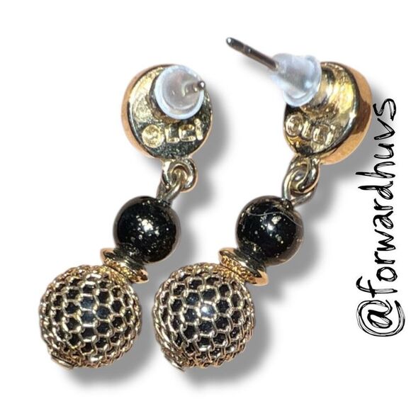 Bundle Sale 3 for $15 | Liz Claiborne Gold Tone Bead & Mesh Drop Earrings - Picture 5 of 9